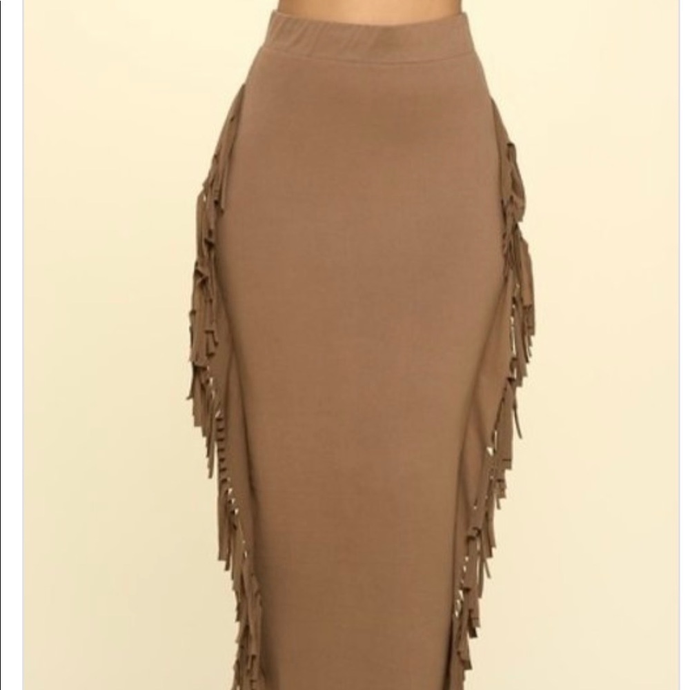 Fringe side Maxi Skirt